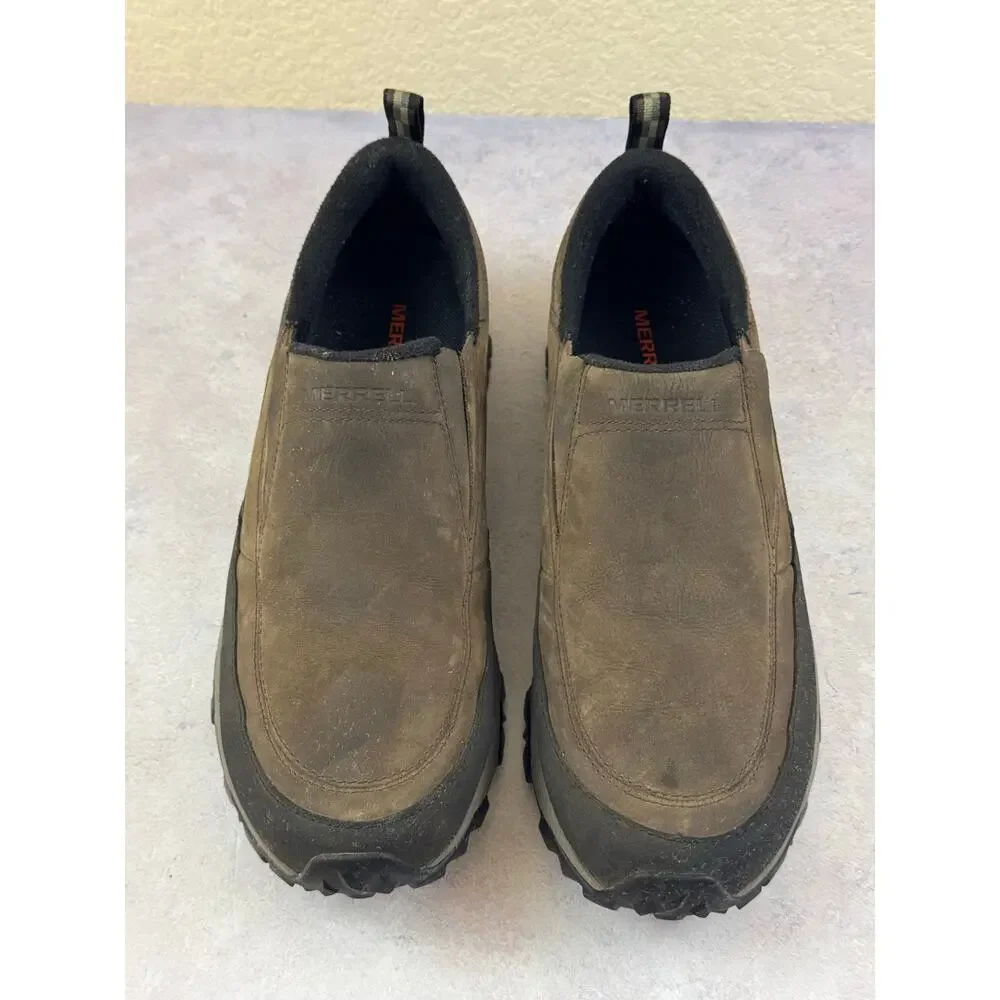 Merrell Moc Slip-On Brown Leather Waterproof Vibram Shoes J49821 Mens 12